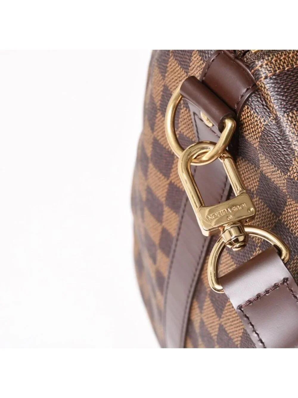 Louis Vuitton Keepall Bandouliere 55 Boston Bag Damier Ebene Brown Gold